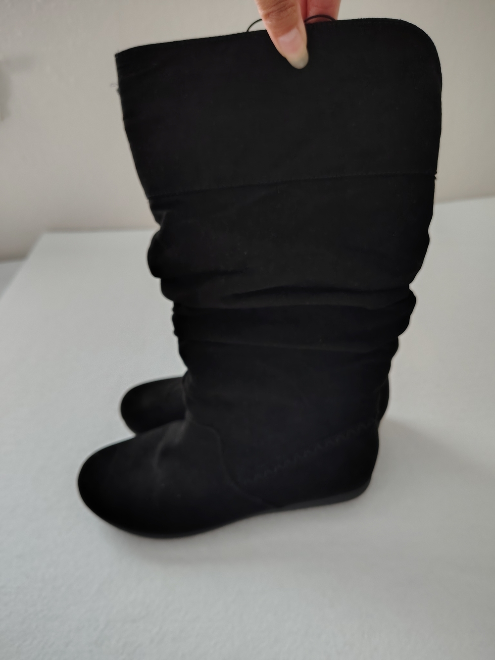 St. John's Bay Black Slouchy Mid-Calf Heeled Boots